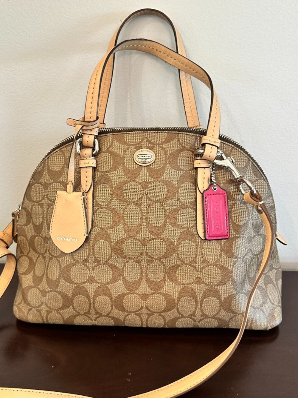 Coach Peyton Shoulder Bag Satchel Signature Cora Domed Monogram F26184